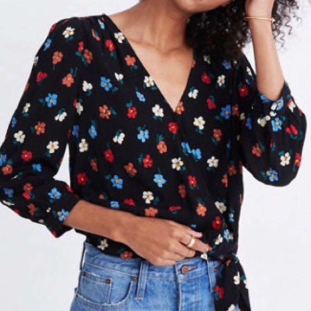 Madewell floral wrap top